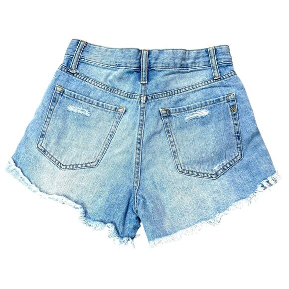Baby Angel Denim Shorts Womens Size 4 Distressed Raw Hem Light Blue - Picture 3 of 9